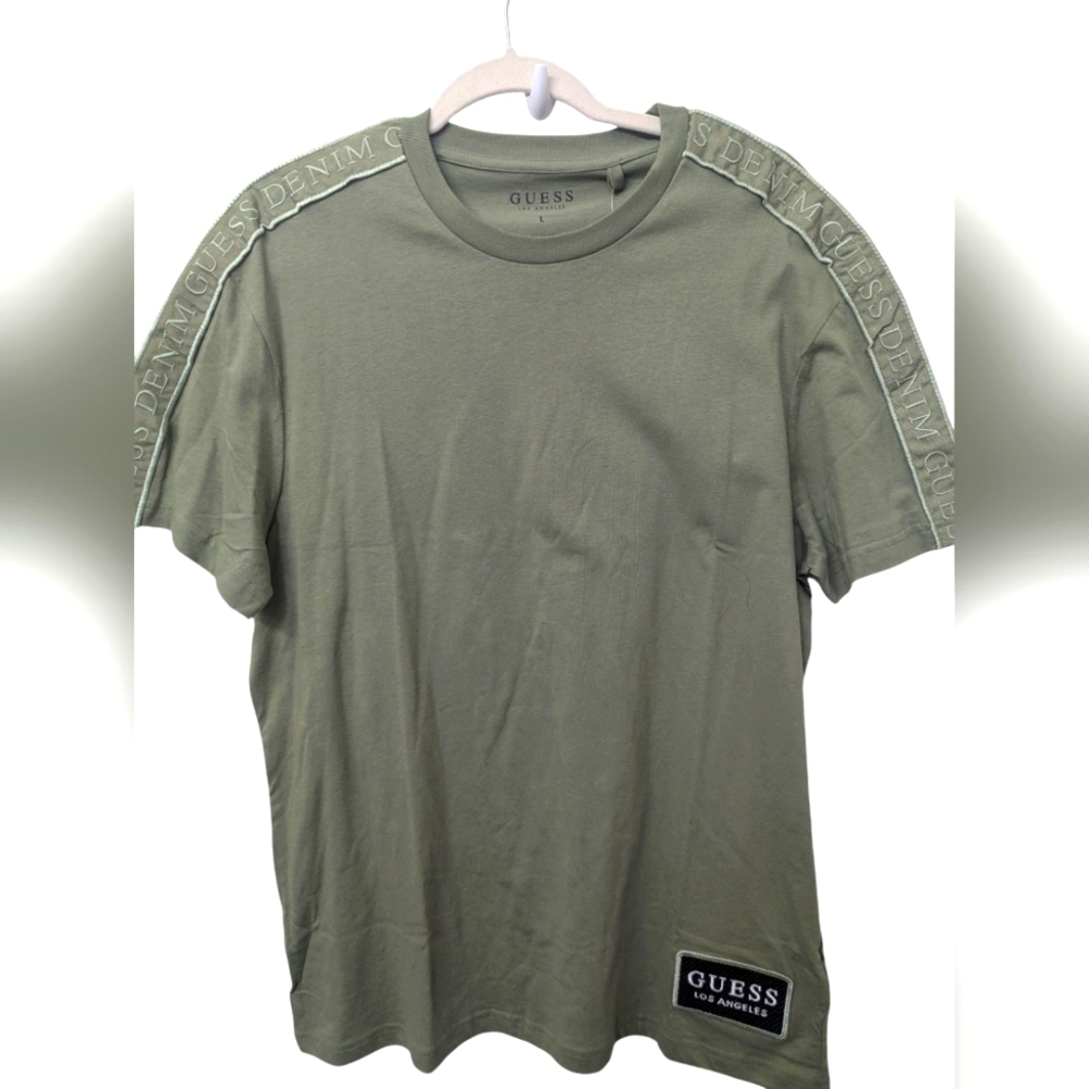 GUESS Men's Olive Green T-Shirt
